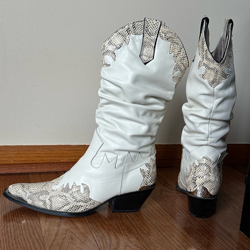 Leather and fur Cowboy Boots